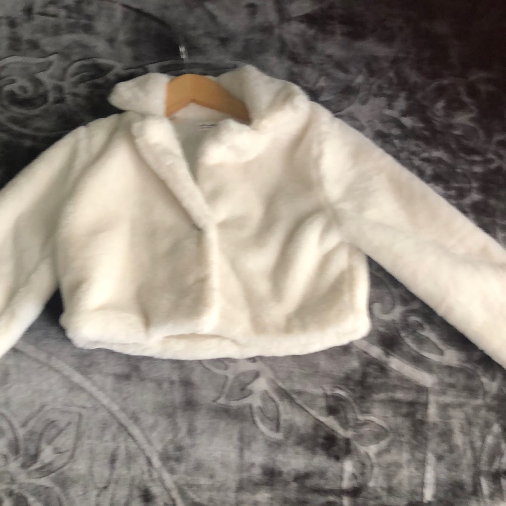 Girls Faux Fur Bolero Shrug Button Closure Cozy Jacket